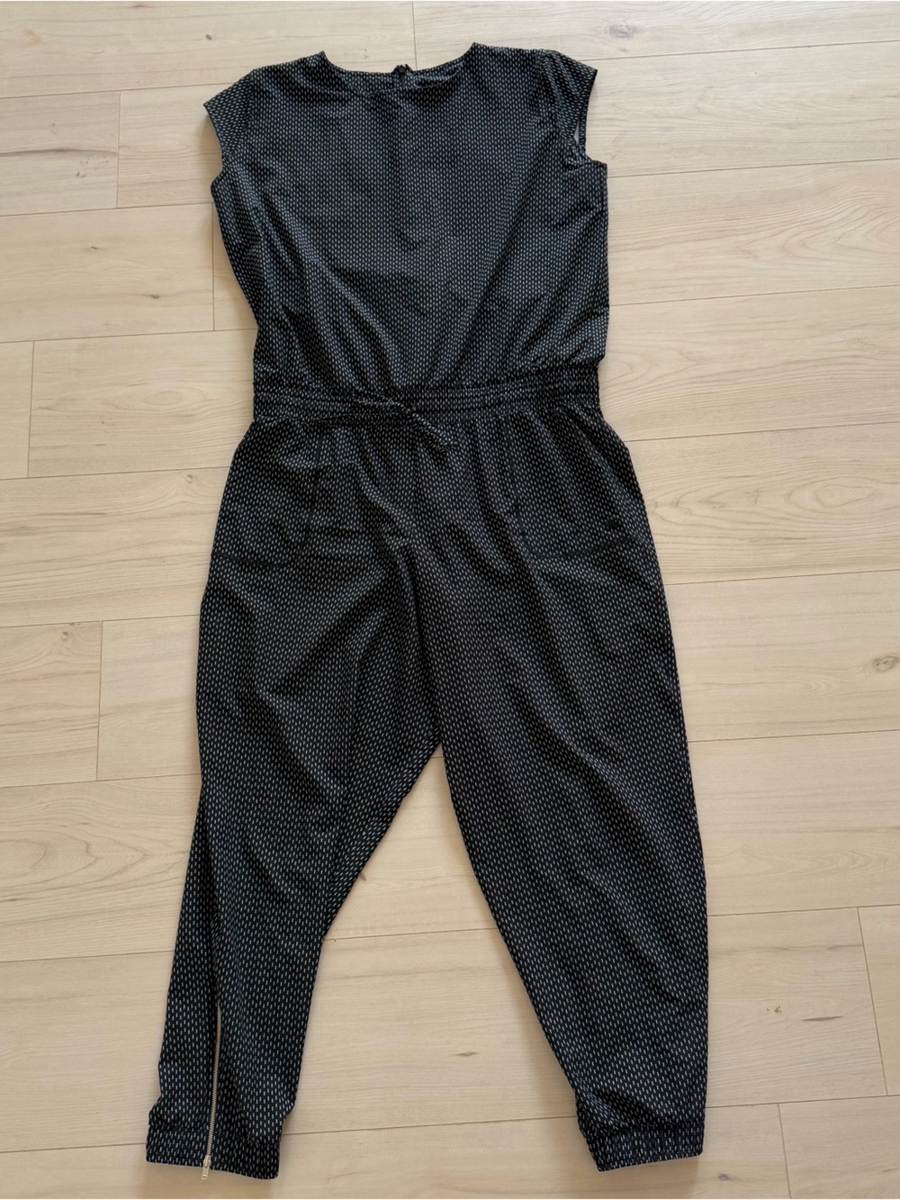 Albion Black Cap Sleeve Patterned Jumpsuit XL
